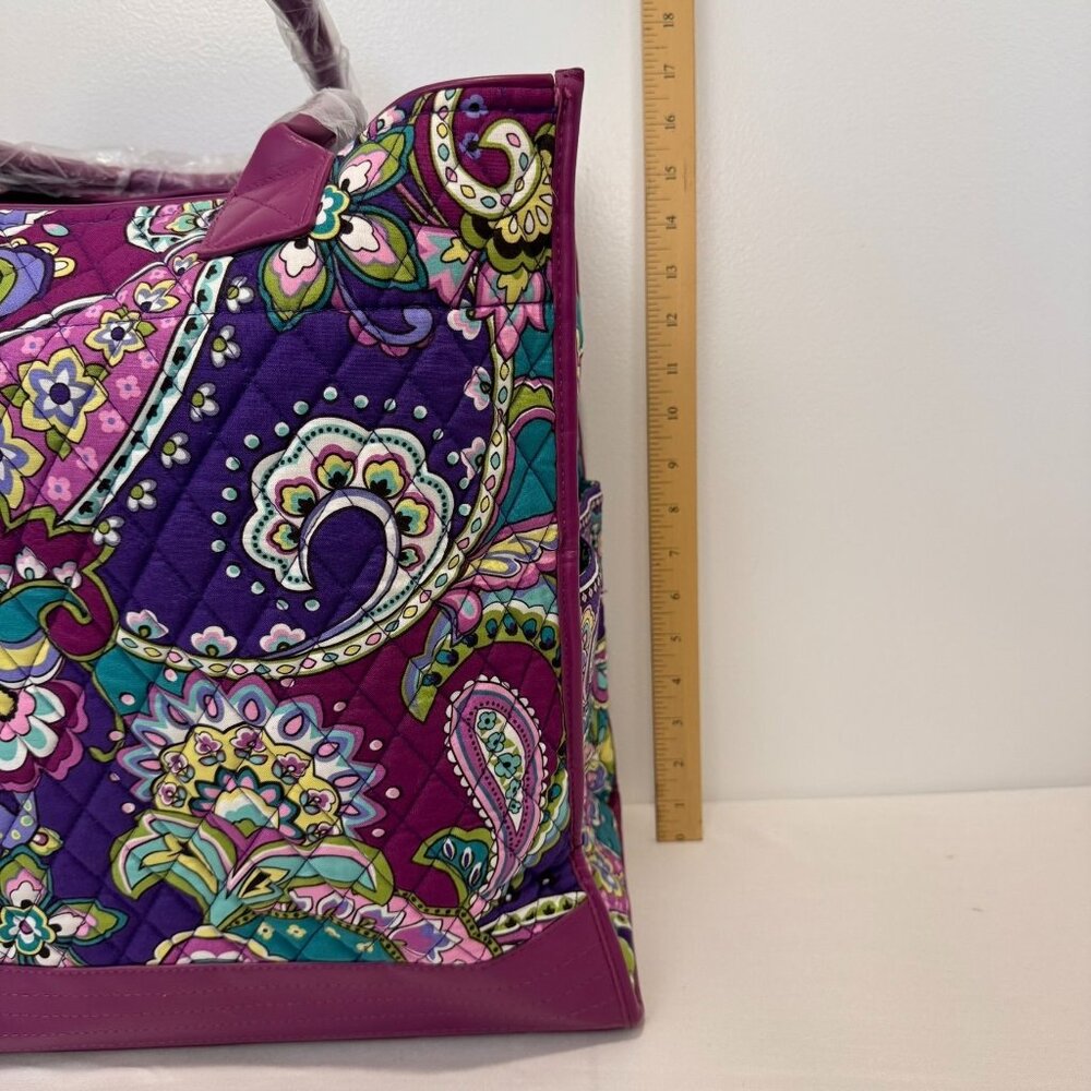 NWOT Vera Bradley Quilted Paisley Tote Bag Double Handles Multicolor Vibrant XL - Picture 10 of 11